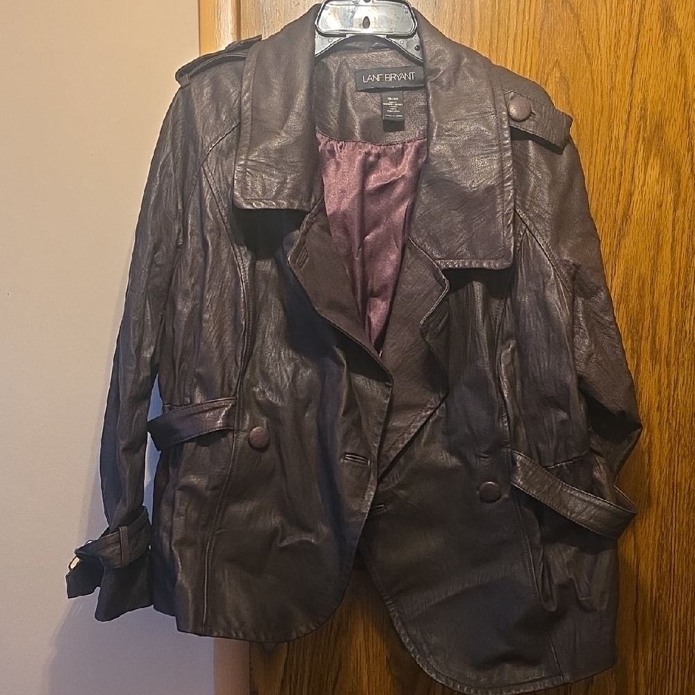 Lane Bryant Brown Leather Jacket Women's 18/20